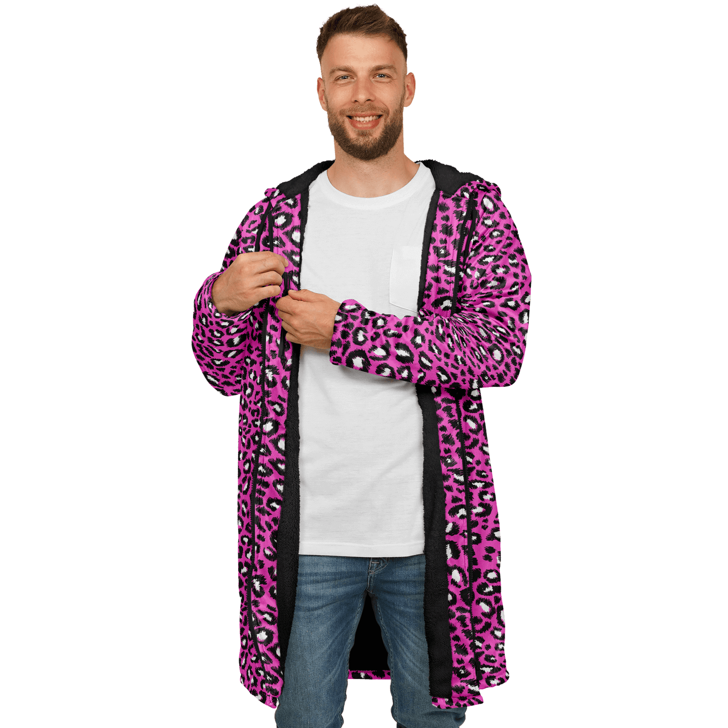 Pink Leopard Cloak With a Zipper