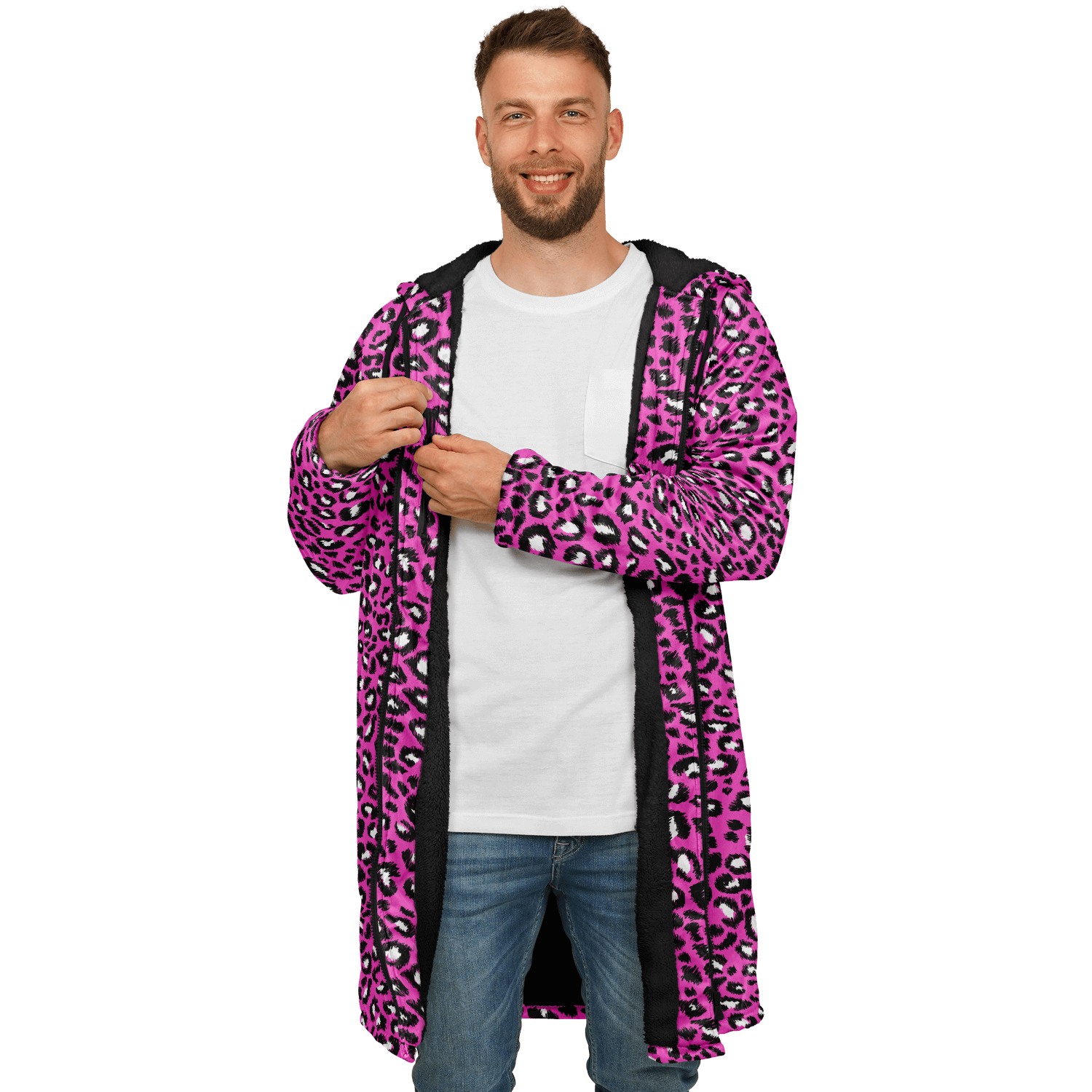 Pink Leopard Cloak With a Zipper