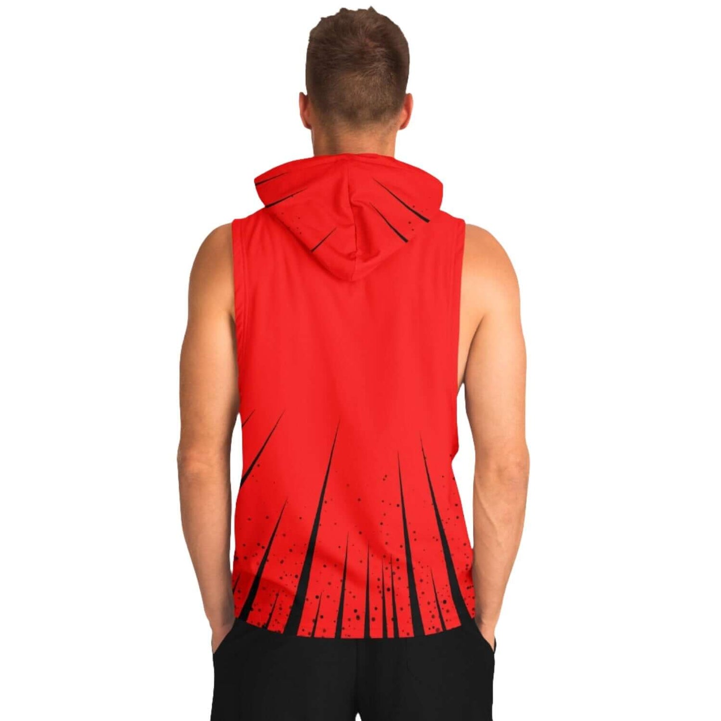 Red Sleeveless Hoodie | Black Spikes