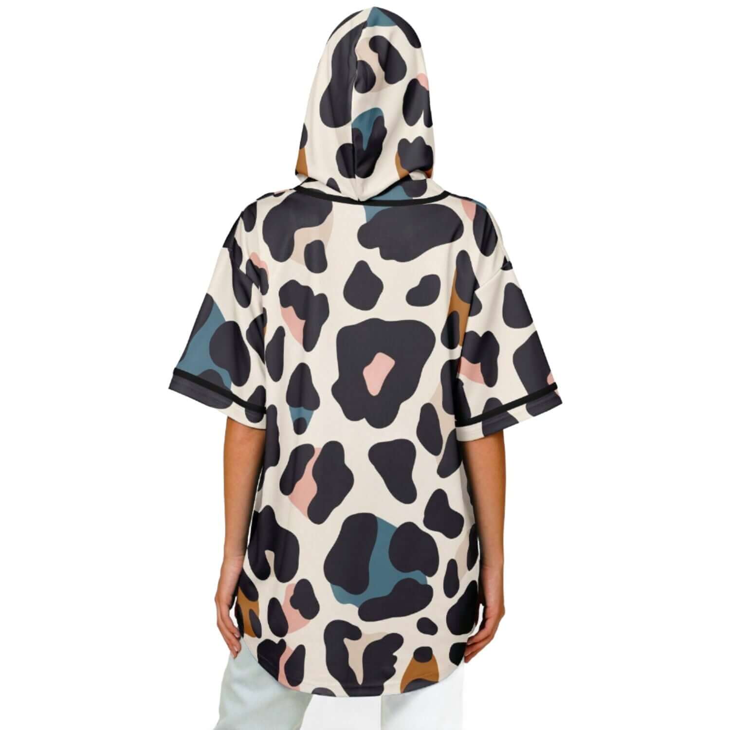 Hooded Baseball Jersey | Pastel Leopard