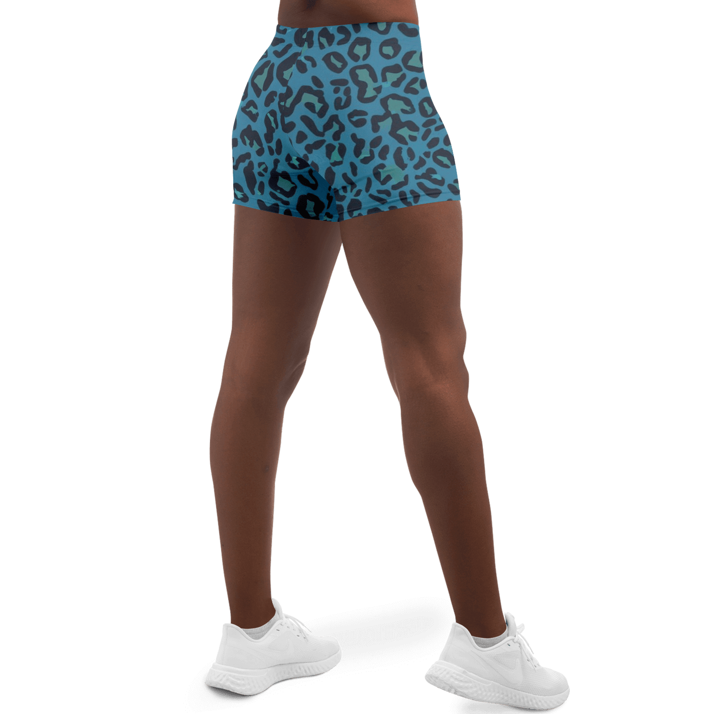 Blue Leopard Legging Shorts | HD Print