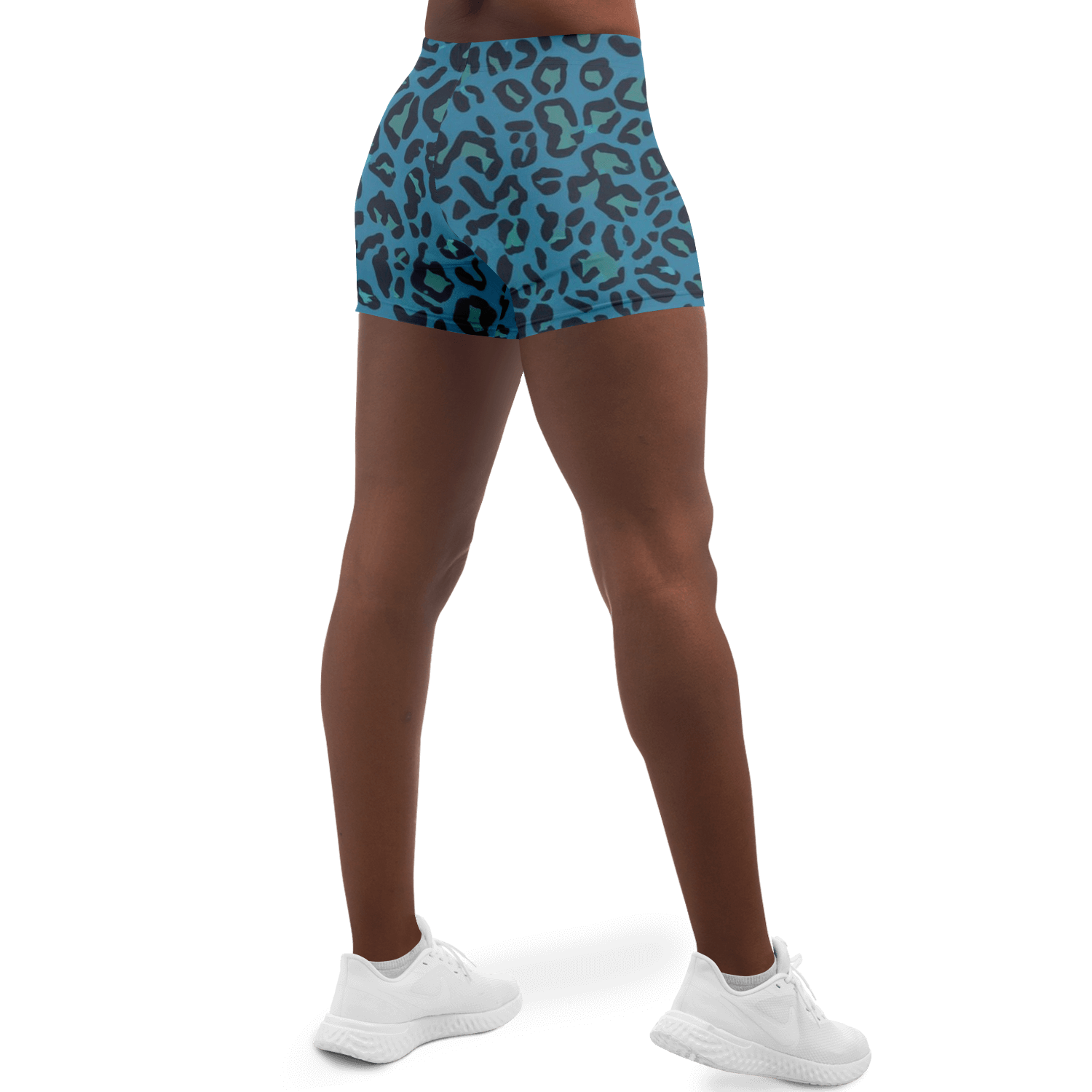 Blue Leopard Legging Shorts | HD Print