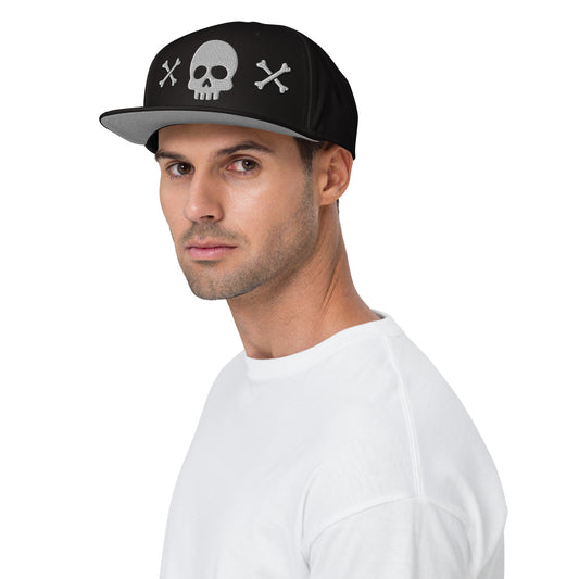 Skull Embroidery Snapback Hat