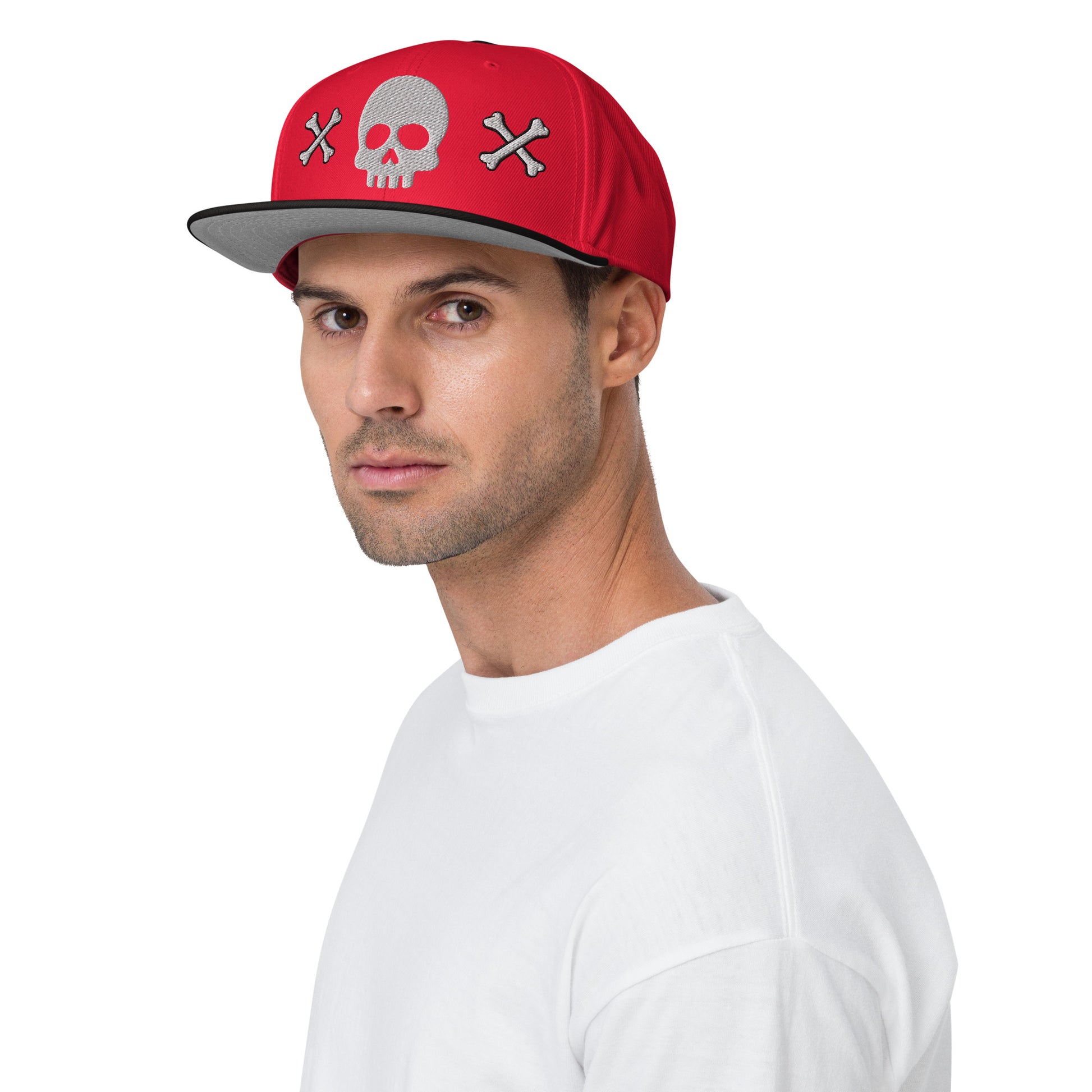 Skull Embroidery Snapback Hat