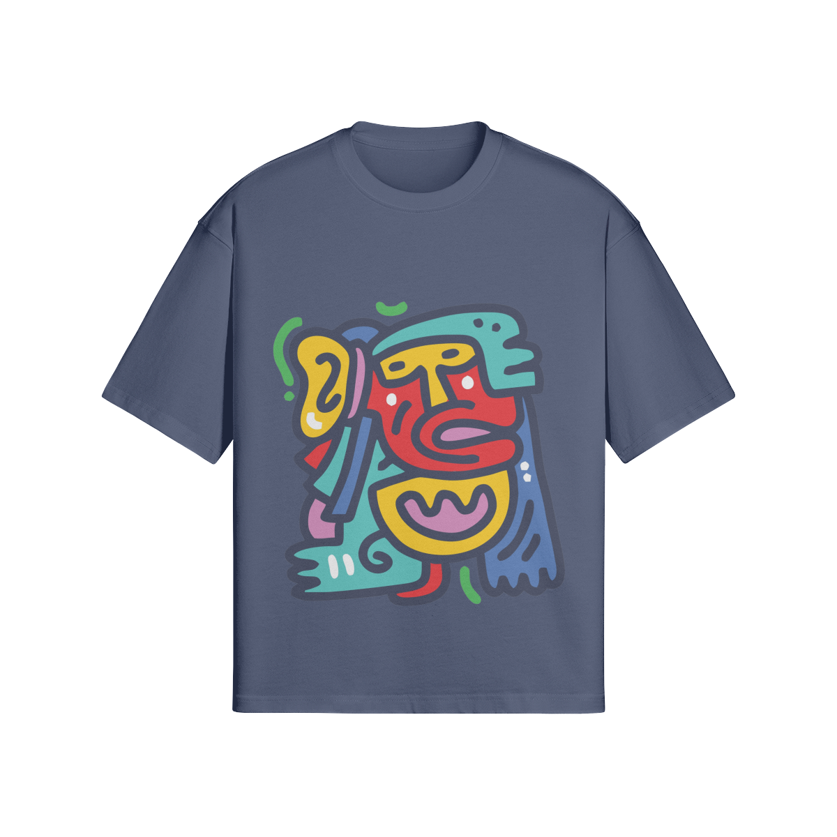 Aztec Mayan Illustration Oversized Boxy T-Shirt