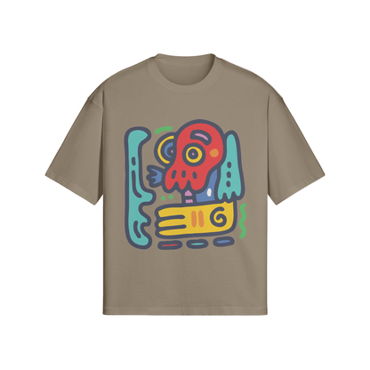 Aztec Mayan Illustration Oversized Boxy T-Shirt